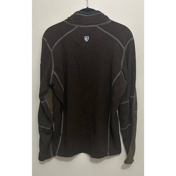 Kuhl Revel Kashmira Brown Green Sweater 1/4 Zip Long Sleeve Layer Outdoor Mens S - Picture 2 of 5